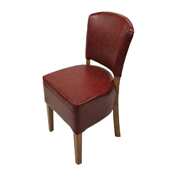 Hanoi Dining Chair In Weathered Oak with Bison Vinyl Bordeaux (Pack of 2) - HP763 Upholstered Dining Chairs Everyday