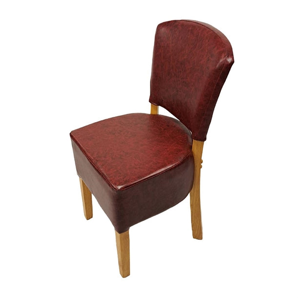 Hanoi Dining Chair In Soft Oak with Bison Vinyl Bordeaux (Pack of 2) - HP770 Upholstered Dining Chairs Everyday