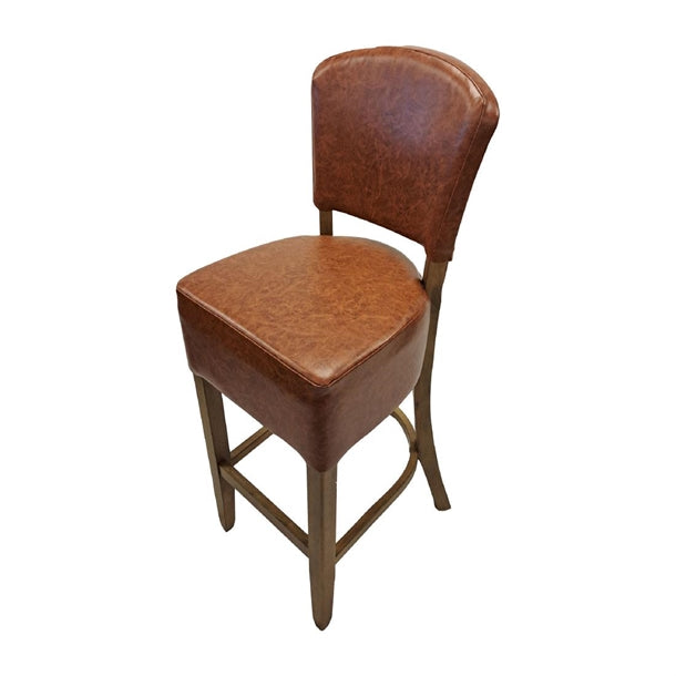 Hanoi Bar Chair in Weathered Oak with Bison Tan Vinyl - HP781 All Stools Everyday