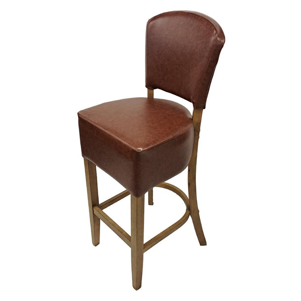 Hanoi Bar Chair In Weathered Oak with Bison Espresso Vinyl Seatpad - HP782 All Stools Everyday