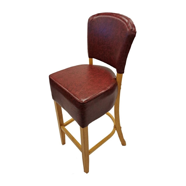 Hanoi Bar Chair in Soft Oak with Bison Bordeaux Vinyl - HP791 All Stools Everyday