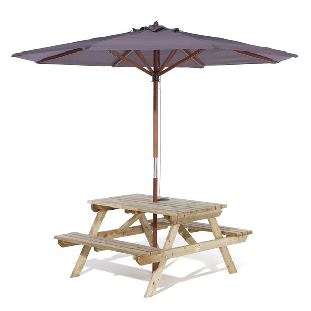 Rowlinson Picnic Table 5ft with Grey Parasol 2.7m - HP894 Rowlinson
