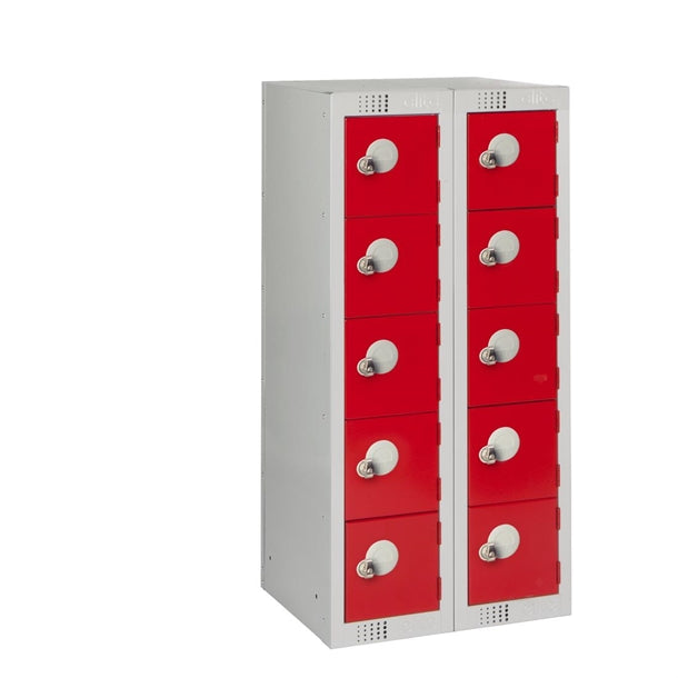 Ten Door Personal Effects Locker Red Padlock Fitting - HR537 Personal Effects Lockers Elite Lockers