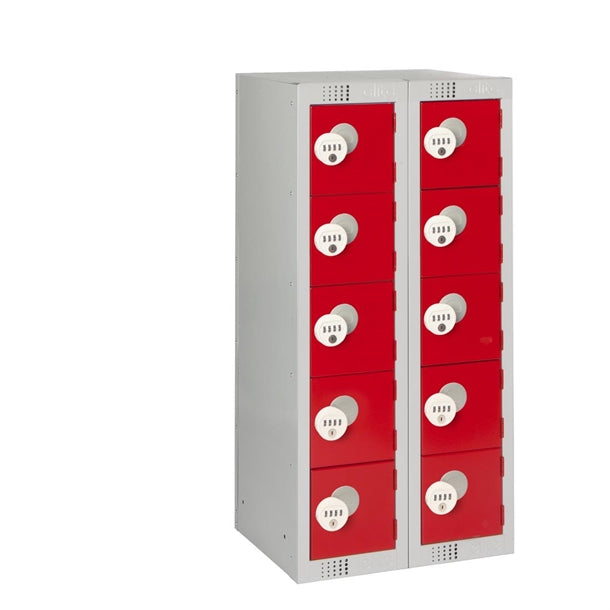 Ten Door Personal Effects Locker Red Four-Digit Lock - HR538 Personal Effects Lockers Elite Lockers