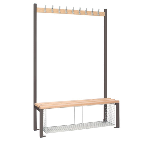 Single-Sided Island Seating with Mesh Tray Dark Grey 1200mm - HR572 Elite Lockers