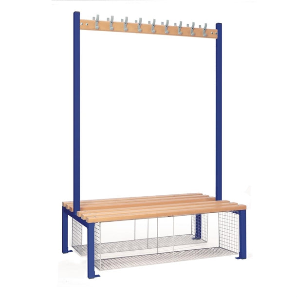 Double-sided Island Seating with Mesh Tray Blue 1200mm - HR613 Elite Lockers