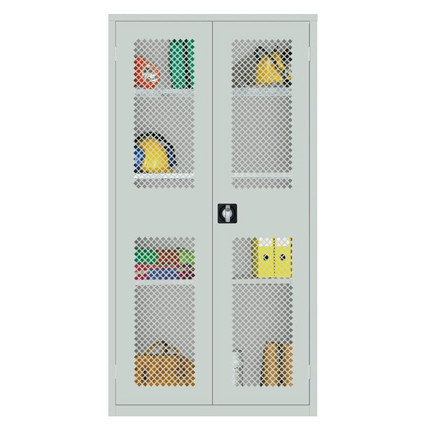 Large Mesh-Fronted Stock Control Cupboard Grey - HR649 Lockable Cupboards Elite Lockers