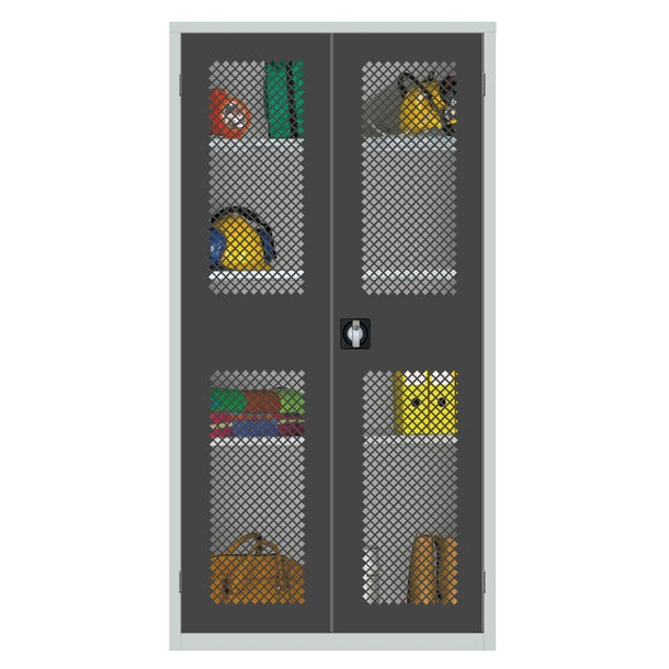 Large Mesh-Fronted Stock Control Cupboard Dark Grey - HR651 Lockable Cupboards Elite Lockers