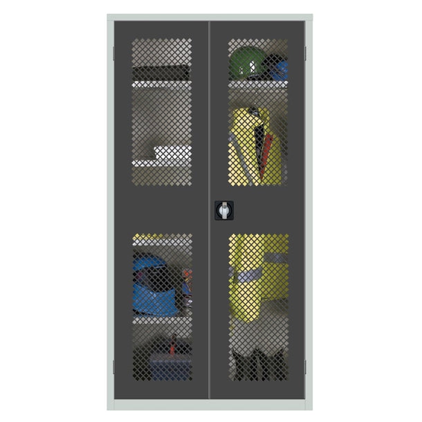 Clothing and Equipment Mesh-Fronted Cupboard Dark Grey - HR658 Lockable Cupboards Elite Lockers