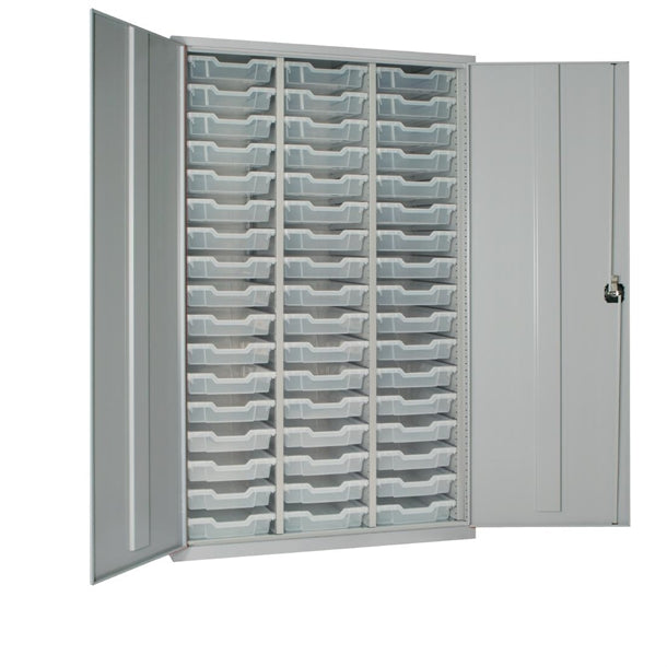 51 Tray High-Capacity Storage Cupboard - Grey with Transparent Trays - HR663 Lockable Cupboards Elite Lockers