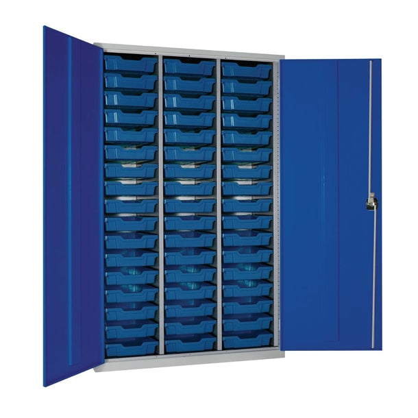 51 Tray High-Capacity Storage Cupboard - Blue with Blue Trays - HR672 Lockable Cupboards Elite Lockers