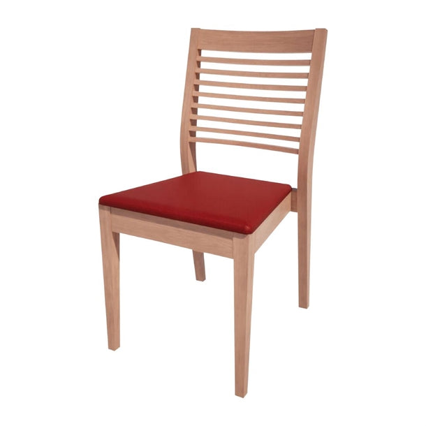 Bolero Bespoke Marty B Stacking Chair in Red/Beech - HS385 All Chairs Bolero Bespoke