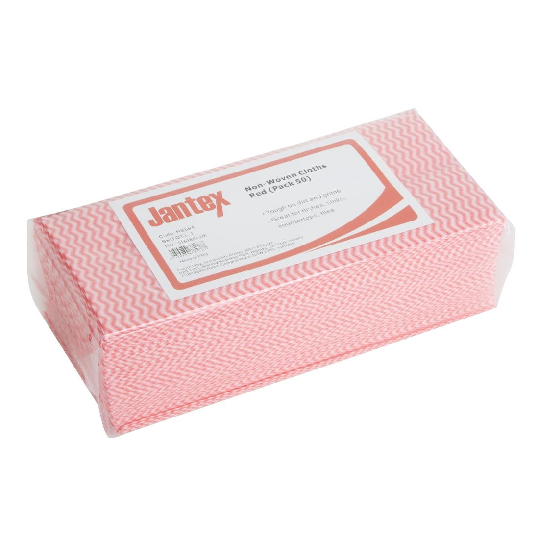 Jantex Non-Woven Cloths Red (Pack of 50) - HS594 Jantex