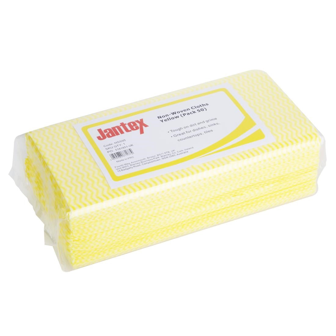 Jantex Non-Woven Cloths Yellow (Pack of 50) - HS595 Jantex