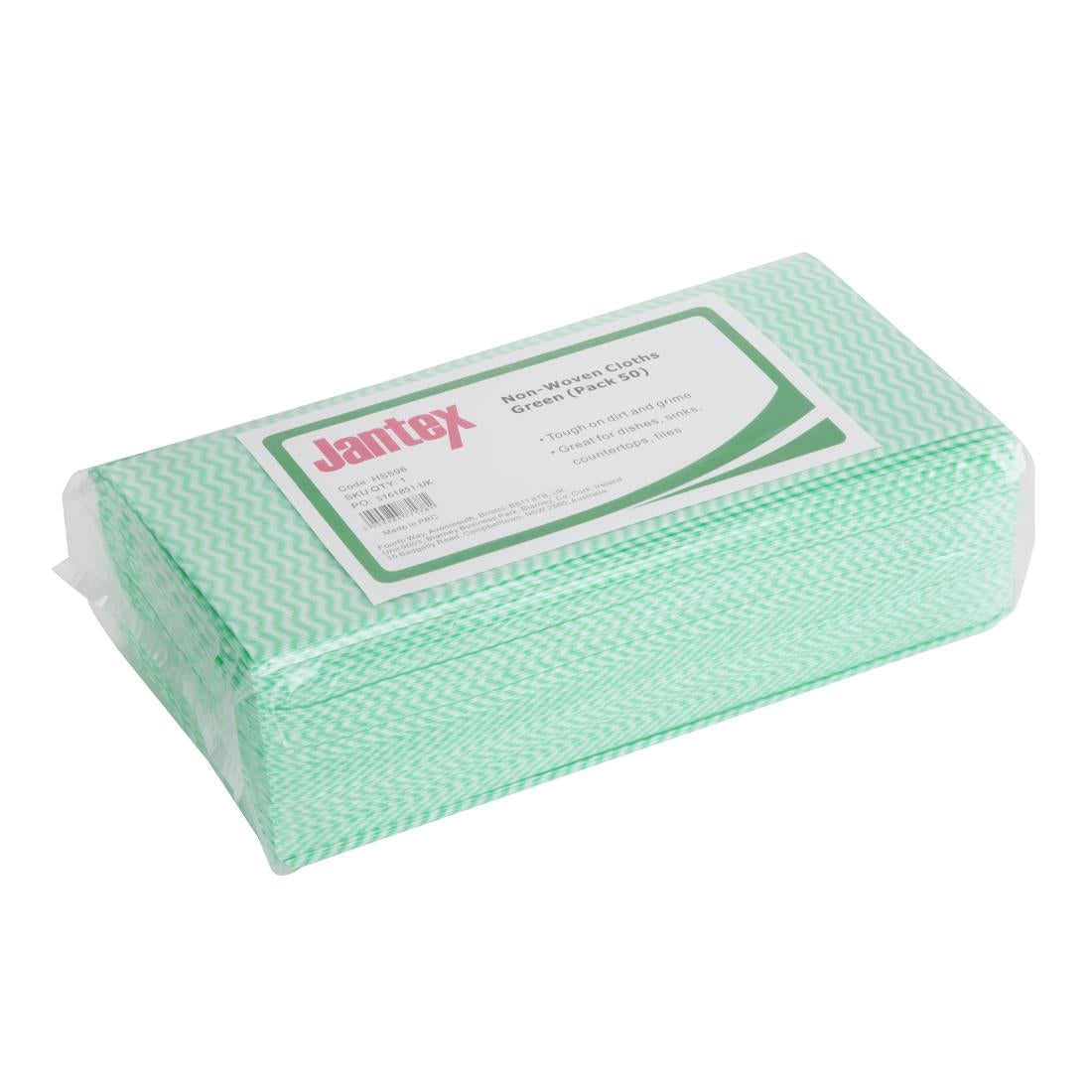 Jantex Non-Woven Cloths Green (Pack of 50) - HS596 Jantex