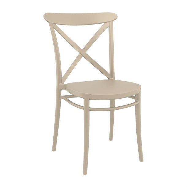Cross Side Chair Taupe (Pack of 2) - HS603 Plastic Chairs Everyday