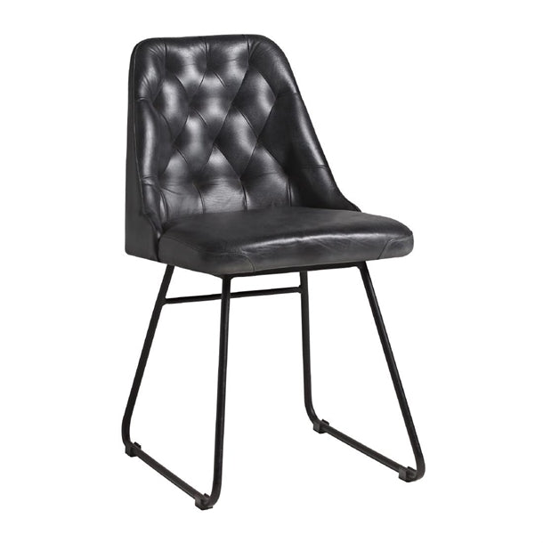 Harland Side Chair Leather Vintage Black (Pack of 2) - HS733 Upholstered Dining Chairs Everyday