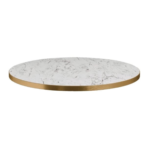 Omega Round Laminate Table Top White Carrara Marble 800mm - HS764 Stone Effect Table Tops Everyday