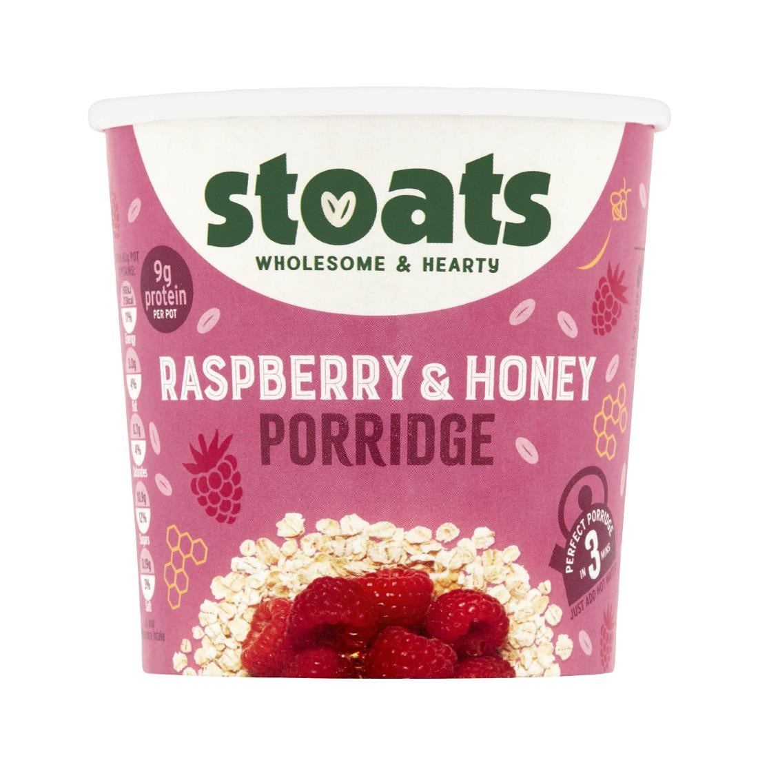 Stoats Raspberry & Honey Porridge Pots 60g (Pack of 16) - HS853 Stoats