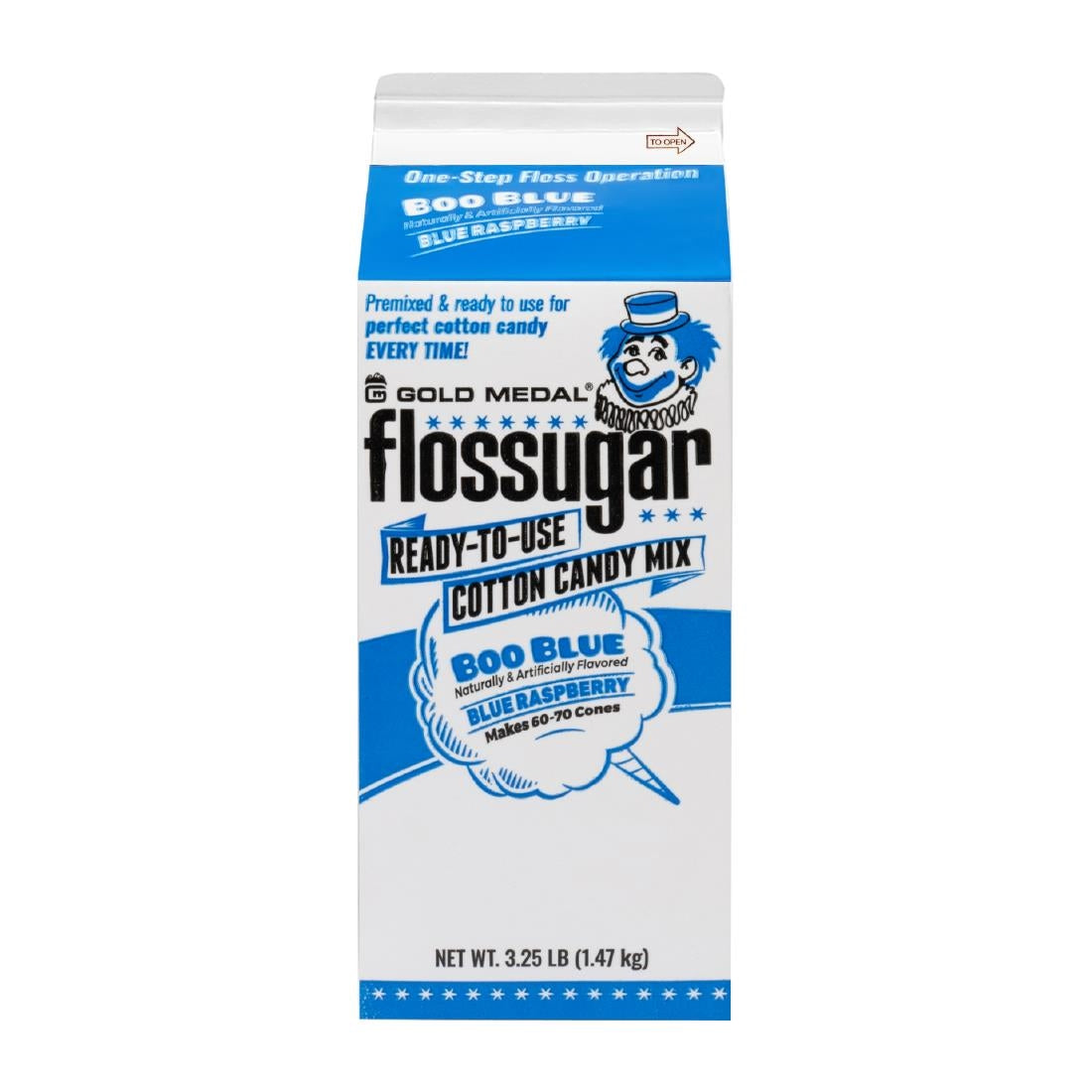 Flossugar Blue Raspberry Ready to Use Cotton Candy Mix 1.47kg - HS988 Gold Medal
