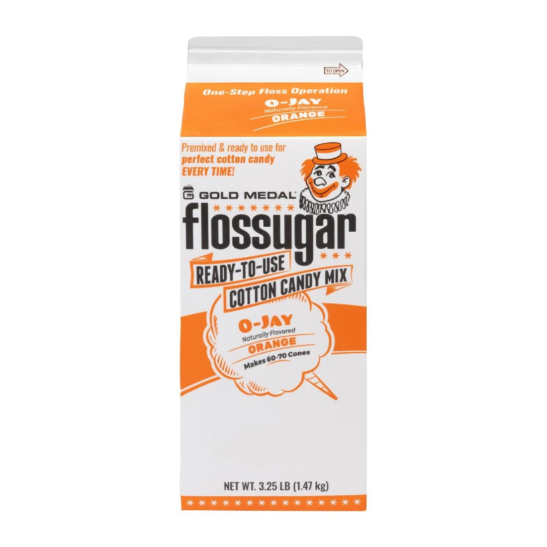 Flossugar Orange Ready to Use Cotton Candy Mix 1.47kg - HS991 Gold Medal