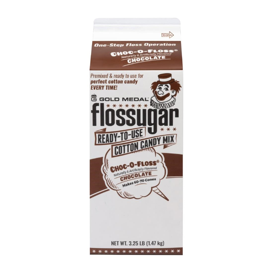 Flossugar Chocolate Ready to Use Cotton Candy Mix 1.47kg - HS994 Gold Medal
