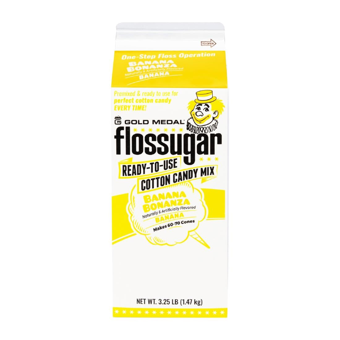Flossugar Banana Ready to Use Cotton Candy Mix 1.47kg - HS995 Gold Medal