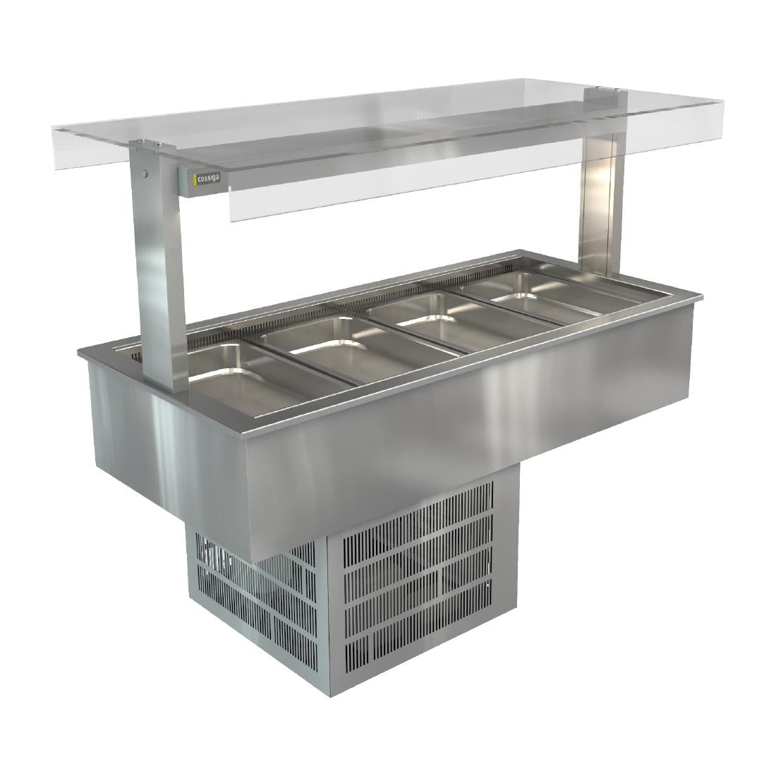 Cossiga Linear Series Drop-in Refrigerated Well w/Flat Top Sneeze Guard 1485mm - HT627 Cossiga