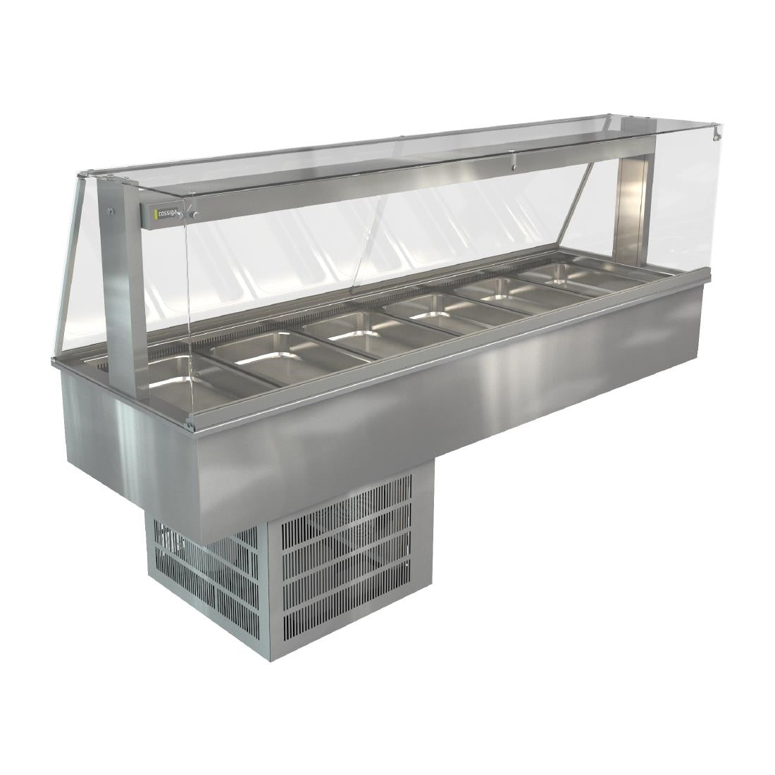 Cossiga Linear Series Drop-in Refrigerated Well w/Full Square Glass Gantry 2165mm - HT634 Cossiga
