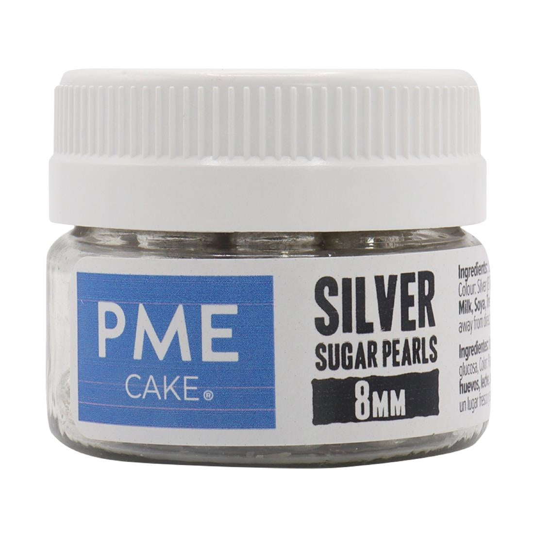 PME Silver Sugar Pearls 8mm - HU234 PME