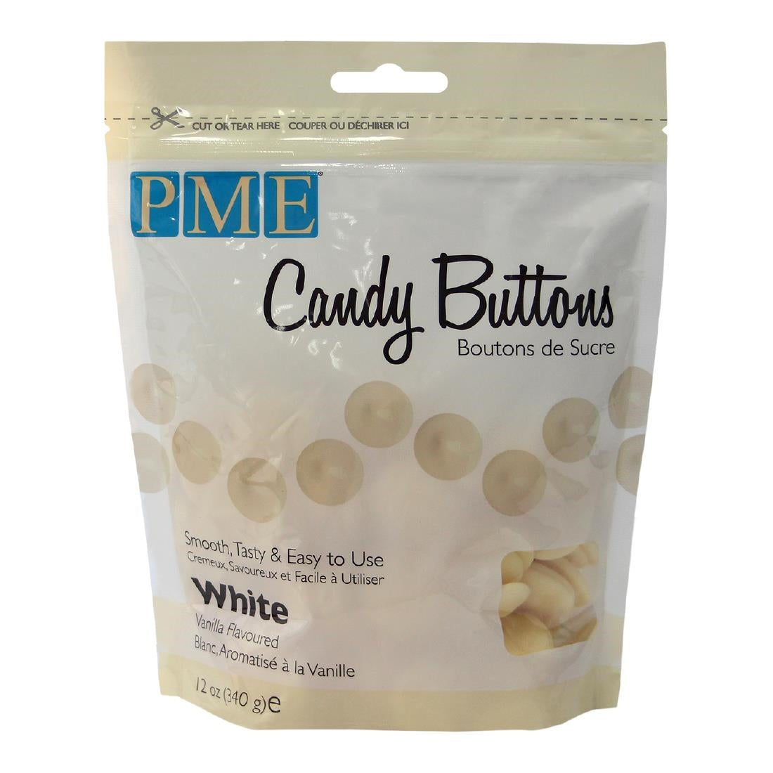 PME Candy Buttons White Vanilla 340g - HU355 PME