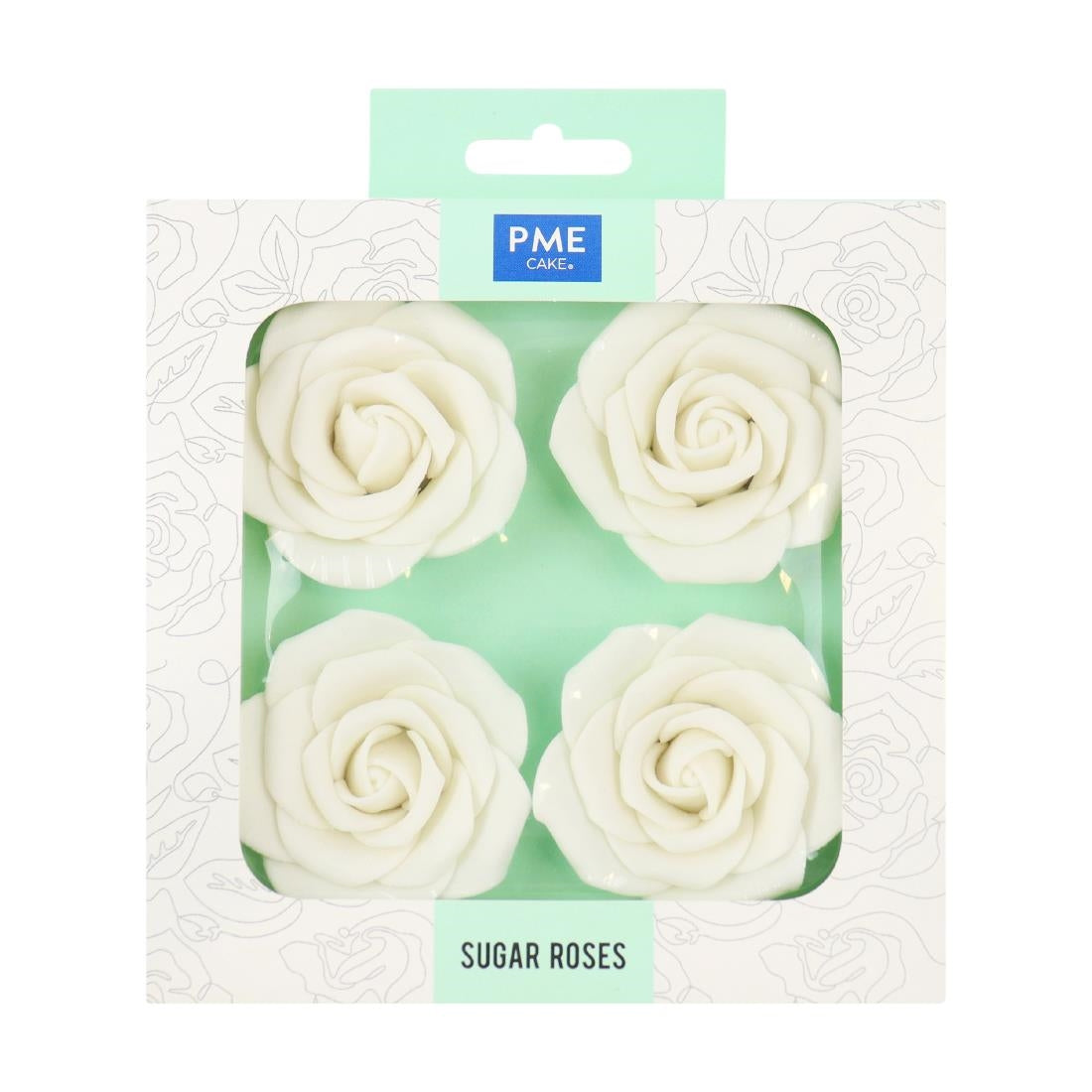 PME White Sugar Roses 62mm (Pack of 4) - HU358 PME