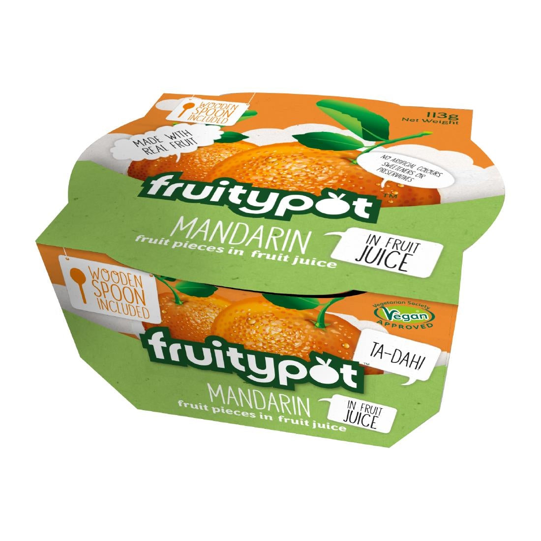 Fruitypot Mandarin in Juice with Spoon 113g (Pack of 18) - HW355 Fruitypot
