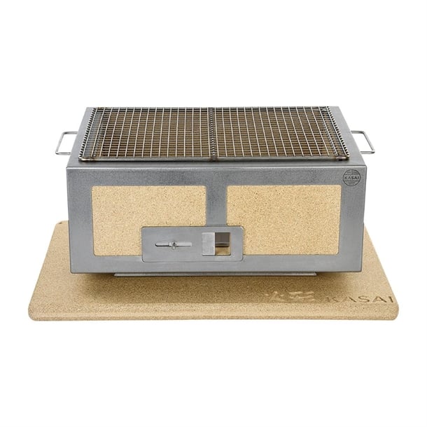 Kasai Medium Wide Konro Hibachi Grill with Stainless Steel Frame For 4 - 8 People - HW414 Konro Hibachi Grills Kasai