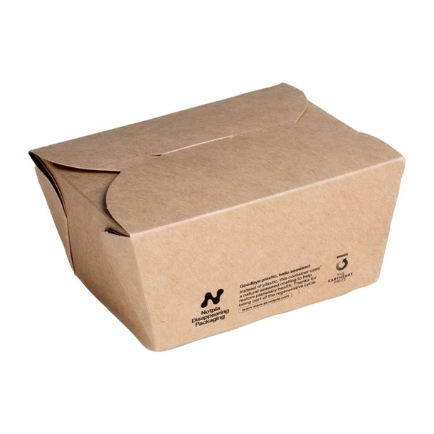 Notpla Small Takeaway Boxes 800ml - Kraft (Pack of 500) - HW509 Takeaway Food Containers Notpla