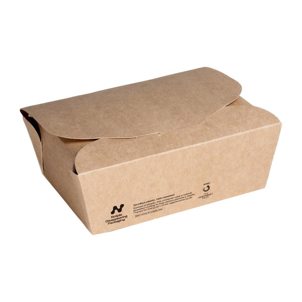 Notpla Medium Takeaway Boxes 1200ml - Kraft (Pack of 250) - HW510 Takeaway Food Containers Notpla