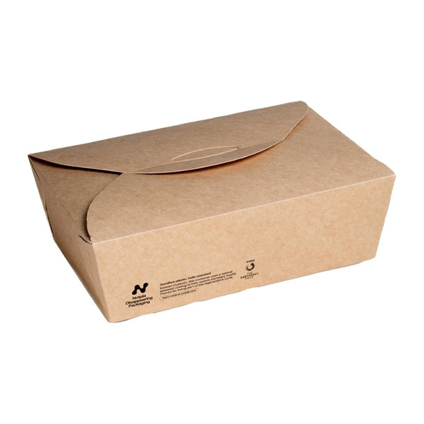 Notpla Large Takeaway Boxes 1750ml - Kraft (Pack of 220) - HW511 Takeaway Food Containers Notpla