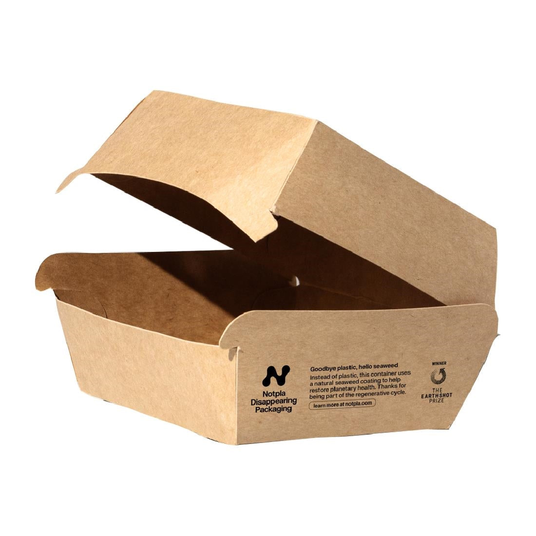 Notpla Clamshell Burger Boxes - Kraft (Pack of 200) - HW512 Takeaway Food Containers Notpla