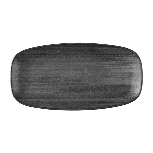 Churchill Stonecast Raw Black Chefs Oblong Plates 280 x 152mm (Pack of 12) - HX051 Plates Churchill Super Vitrified