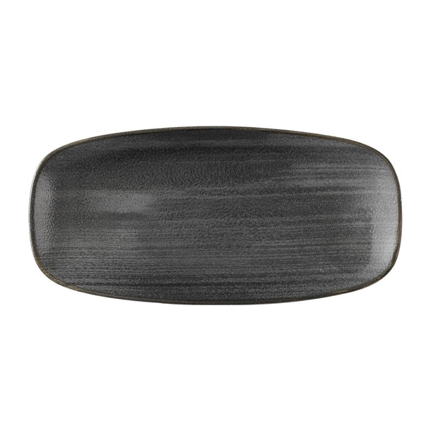 Churchill Stonecast Raw Black Chefs Oblong Plates 270 x 127mm (Pack of 12) - HX052 Plates Churchill Super Vitrified