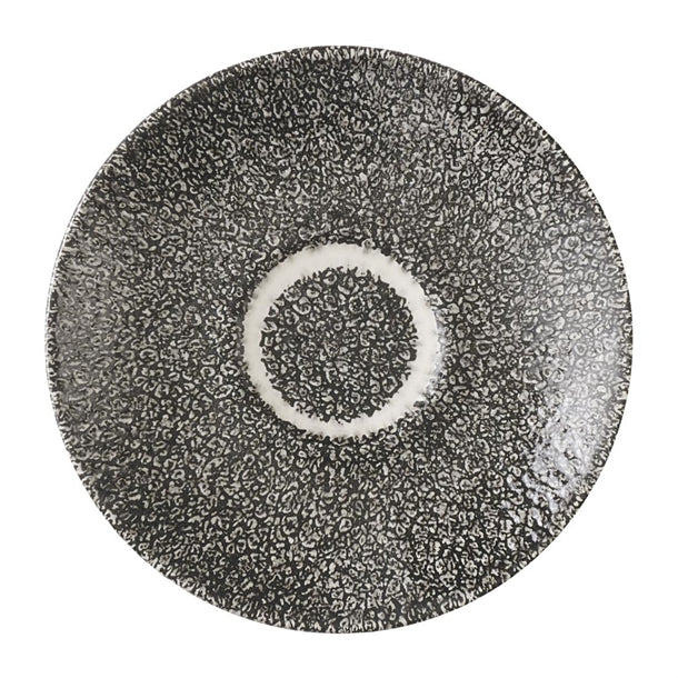 Churchill Studio Prints Raku Quartz Black Espresso Saucers 115mm (Pack of 12) - HX120 Churchill Super Vitrified Churchill Super Vitrified