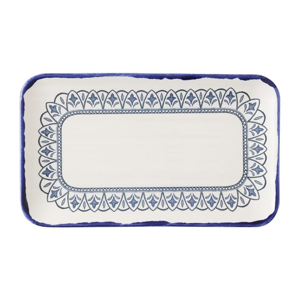 Dudson Harvest Moresque Rectangular Plates Blue 270x160mm (Pack of 12) - HX229 Plates Dudson