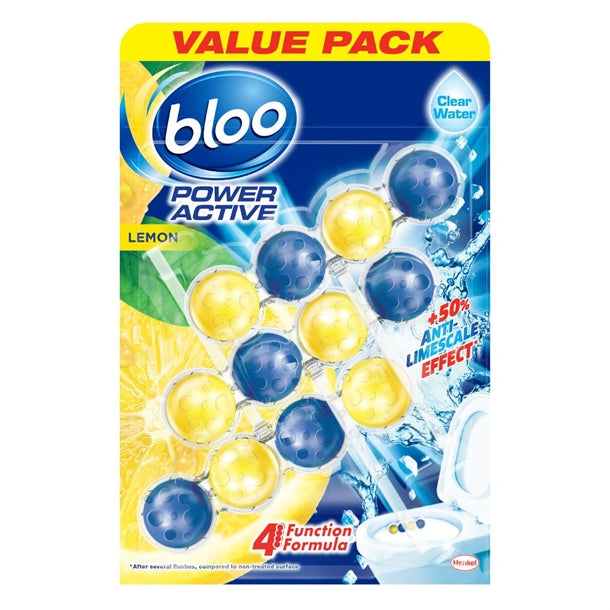 Bloo Power Active Clear Water Toilet Rim Block Lemon (Pack of 3) - HX469 Bloo