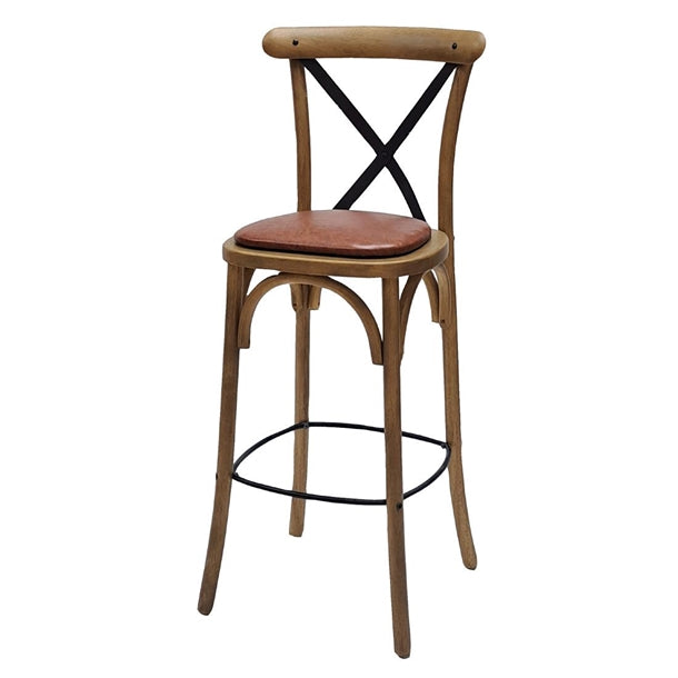 Bristol Bar Chair in Weathered Oak with Bison Tan Seat - HX880 All Stools Everyday
