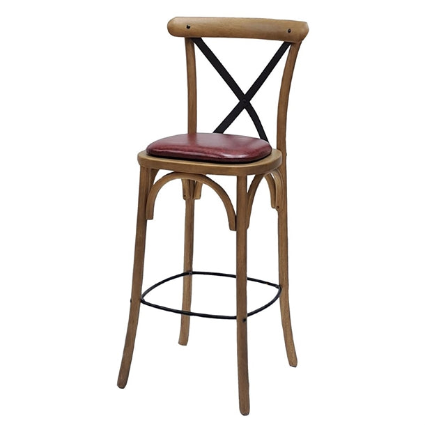 Bristol Bar Chair in Weathered Oak with Bison Bordeaux Seat - HX881 All Stools Everyday