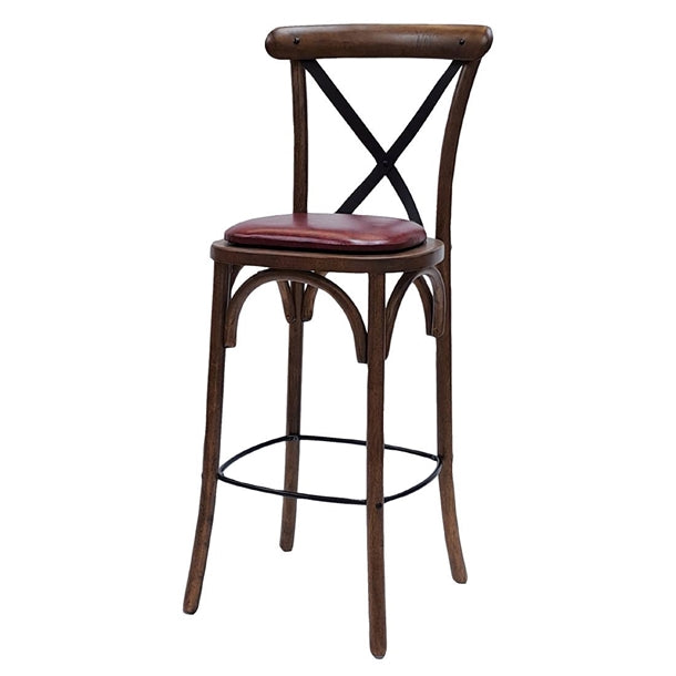 Bristol Bar Chair in Vintage with Bison Bordeaux Seat - HX889 All Stools Everyday