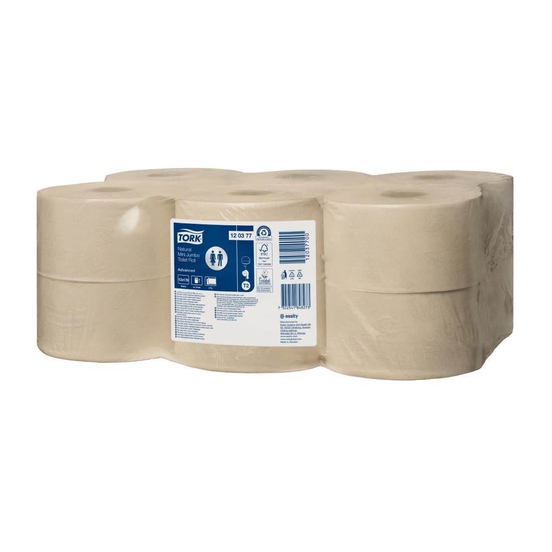 Tork Natural Mini Jumbo Toilet Roll Advanced T2 170m (Pack of 12) - HX959 Tork