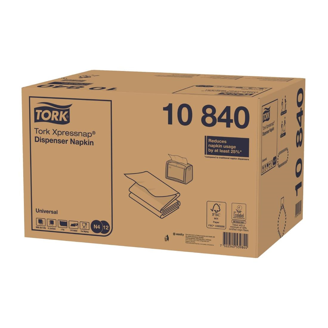 Tork Xpressnap White Dispenser Napkin 1Ply (Pack of 9000) - HX965 Paper Napkins Tork