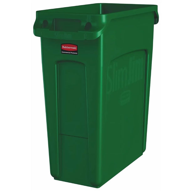 Rubbermaid Slim Jim with Venting Channels Green 60Ltr - HY011 Slim Jim