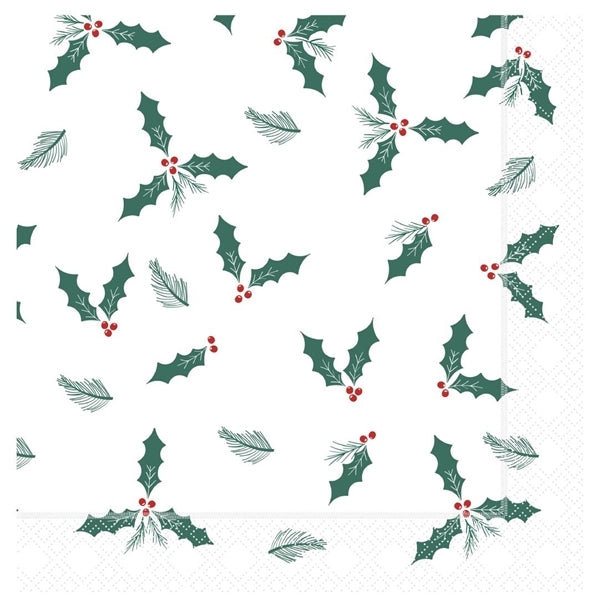 Swantex Lunch Napkin Jolly Holly 33x33cm 2ply 1/4 Fold (Pack of 2000) - HY175 Paper Napkins Swantex